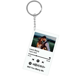 Aspire Personalized Song Keychain, Custom Acrylic Keychain Music Song Key Ring with Photo, Gifts for Lovers and Family