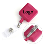 GOGO Custom Square Retractable Name Badge Reels With Spring Clamp, 25-Inch Nylon Cord