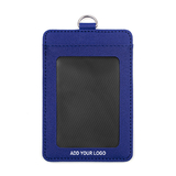 GOGO Customized Double Sided Leather ID Card Credit Card Badge Holder with 2 Card Slots