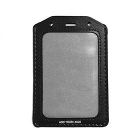 GOGO Customized Vertical 4 X 3 PU Leather Ticket Badge Holder with Slot & Chain Holes