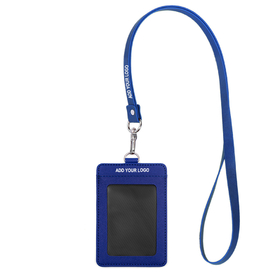 GOGO Custom 2-Sided Leather Badge Holder with PU Lanyard and ID Window, 2 Card Slots for ID Card Credit Card Name Badge