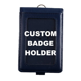 Muka Custom Badge Holder Folding ID PU Card Holder 1 ID Window and 4 Card Slots