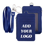 Muka Custom Slim Badge Holder Wallet, PU Leather Vertical Name Card Holder with Key Ring and 18.8" PU Neck Lanyard/Strap