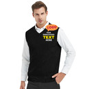 Embroidery Men's V-Neck 100% Cotton Sweater Vest Custom Solid Pullover Personalize Logo