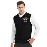 Embroidery Men's V-Neck 100% Cotton Sweater Vest Custom Solid Pullover Personalize Logo