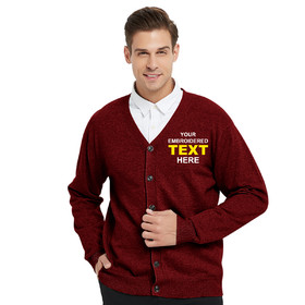 TOPTIE Embroidery Men's Sweater Cotton Custom Monogrammed Cardigan, Add Your Text Here