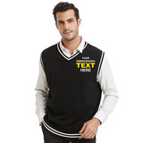 TOPTIE Custom Embroider Sweater Vest Black and White Strip, Monogrammed Logo Yourself