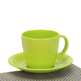 Wholesale Duable Plastic Cappuccino Coffee Mug with Hangdle and Saucer, Multi Color