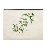 Personalized Large Canvas Zipper Bag with Your Logo, 11-3/4 x 9-1/2 Inch