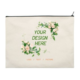 Muka Personalized Large Canvas Zipper Bag with Your Logo, 11-3/4 x 9-1/2 Inch