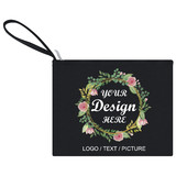 Branded Wristlet Bag with Embroidery, 10-3/4 x 8 Inch Multi-Purpose Cotton Zipper Bag