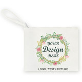Custom Wristlet Canvas Zipper Bag with Lining, 10-3/4 x 8 Inch Cotton Bridesmaids Bag