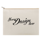 Aspire Blank and Custom Canvas Zipper Cosmetic Bag, Cotton Canvas Makeup Pouch, DIY Craft Pencil Case 8 x 6 Inches