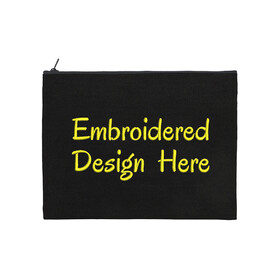 Muka Custom Embroidered Large Canvas Zipper Bag with Your Design, 11-3/4 x 9-1/2 Inch
