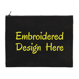 Custom Embroidered Large Canvas Zipper Bag with Your Design, 11-3/4 x 9-1/2 Inch