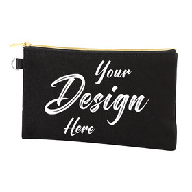 Custom Printed Canvas Zipper Pouch with Ring, 7-3/4 x 4-1/2 Inch