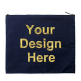 Custom Embroidered Canvas Makeup Bag, 9-1/2 x 8 Inch