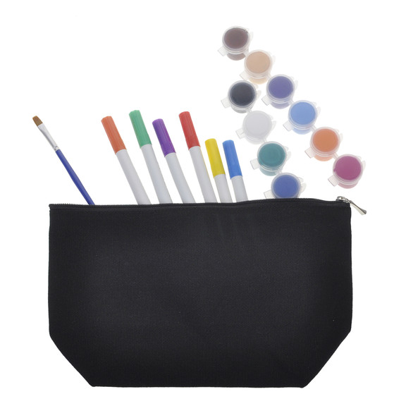 Aspire Blank Canvas Makeup Bag with Bottom, Large Capacity Canvas Craft Pouch with Zipper, 9-1/2 x 5-1/2 x 1-1/3 Inch Multipurpose Travel Toiletry Pouch