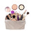 Muka Custom Embroidered Natural Canvas Makeup Bag with Logo Text Name Initial, 7 x 4 x 3 Inch