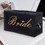 Muka Custom Embroidered Black Canvas Makeup Bag with Logo Text Name Initial, 7 x 4 x 3 Inch