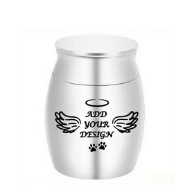 Muka Custom 1.57 Inches Stainless Steel Mini Pet Urn for Ashes, Keepsake Cremation Urn with Pet Paw Print Design, Memorial Ash Holder for Dogs & Cats