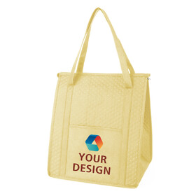 TOPTIE Custom Insulated Grocery Bags, 13 x 15 x 10 inch Cooler Tote Bags with Full Color Imprinted Logo