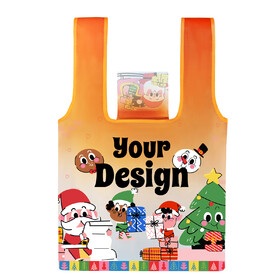 TOPTIE Custom Foldable Tote Bags, Full Color Printed Reusable Grocery Shopping Bags