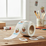 Muka Custom White Paper Sticker Rolls, Oval Sticker