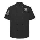 TOPTIE Custom Short Sleeve Chef Coat Jacket Logo Printed Button Chef Uniform for Men Women