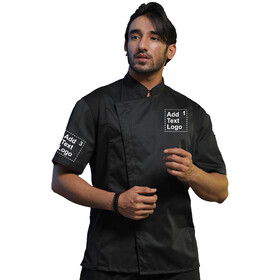 TOPTIE Custom Short Sleeve Chef Coat Jacket Embroidered Chef Uniform