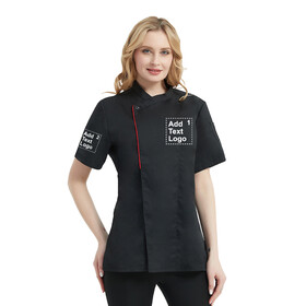 TOPTIE Custom Women's Short Sleeve Chef Coat Personalized Printed Embroidered Text Logo