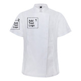 TOPTIE Personalized Women's Chef Coat Embroidered Short Sleeve Chef Jacket
