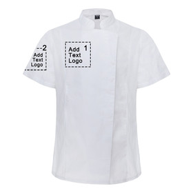 TOPTIE Personalized Women's Chef Coat Embroidered Short Sleeve Chef Jacket