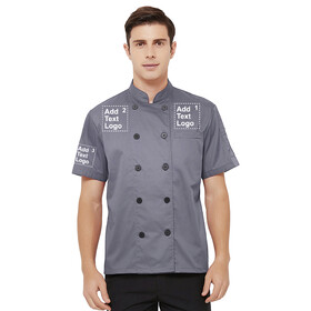 TOPTIE Custom Short Sleeve Chef Coat Jacket Logo Printed Men Women Cook Uniform