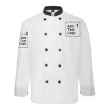 TOPTIE Custom Long Sleeve Chef Coat Embroidered Restaurant Kitchen Chef Jacket