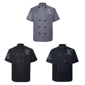 TOPTIE 3 Pack Custom Short Sleeve Chef Coats Personalized Printing Jackets