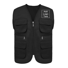 TOPTIE Custom Supermarket Volunteer Activity  Twill Vest Outdoor Multi-pocket Waistcoat Vest For Adult & Kids