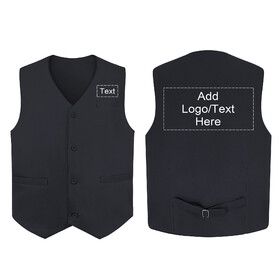 TOPTIE Custom Waiter Uniform Unisex Button Vest Imprint Logo For Supermarket Clerk & Volunteer