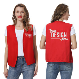 TOPTIE Custom Volunteer Vest No Buttons Unisex Work Vest Logo Imprint for Restaurant Supermarket Clerk Activity
