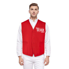 TOPTIE Custom Cotton Button Up Vest, Unisex Workwear for Supermarket Clerks Volunteers Waiter Uniform