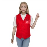 TOPTIE Custom Unisex Basic Server Vest Printing Embroiderey V-Neck Uniform Volunteer Vests with 2 Pockets