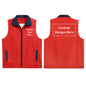 TOPTIE Custom Volunteer Zipper Work Vest Supermarket Apron Vests Printed Your Text Logo