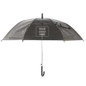 TOPTIE Custom Transparent Clear Golf Umbrella 12 Fiberglass Ribs, J Handle Umbrellas with Automatic Open