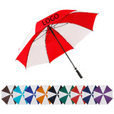 Custom Double Color Golf Umbrella, Auto Open 60 Inch Waterproof Stick Umbrellas (Black)