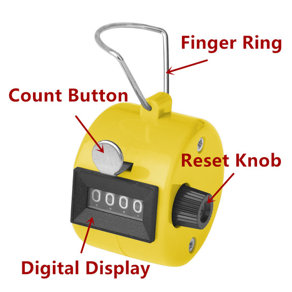 Black Handheld Tally Counter with Finger Ring – Marathon Watch