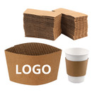 Custom Disposable Kraft Coffee Cup Sleeves Corrugated Cardboard Paper Jacket Hand Protection