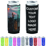 Custom Slim Can Coolers, Neoprene Collapsible Sublimation Sleeves for 12oz Cans, Personalized Party Gift