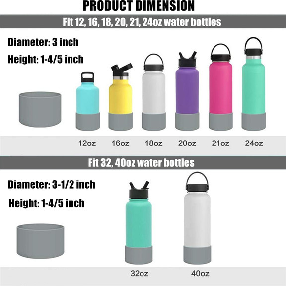 Aspire Custom Protective Silicone Boot Sleeve for 12-40oz Sports Water Bottles, Anti-Slip Bottom Sleeve Cover