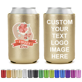 Aspire Custom Can Cooler Sleeves Personalized Metallic Neoprene Collapsible Drink Holder with Logo Photo Text