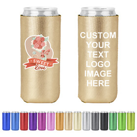 Aspire Custom Slim Can Cooler Sleeves Personalized Metallic Neoprene Skinny Tall Insulated Drink Holder